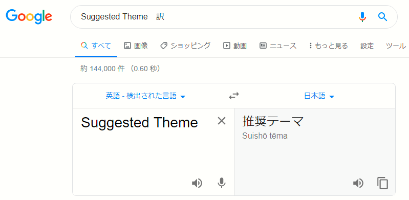 Suggested Themeとは？「推奨 テーマ」といことらしい。